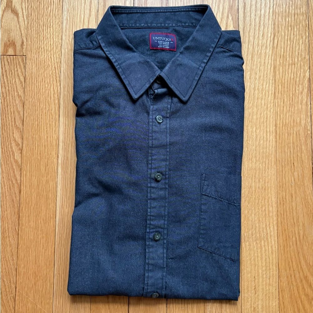 UNTUCKit Men’s Long Sleeve Dress Shirt Regular Fit 3XLT Tall Dark Gray Solid